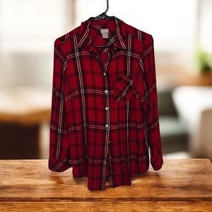 Chico's Red and Black Plaid Shirt! Excellent condition!